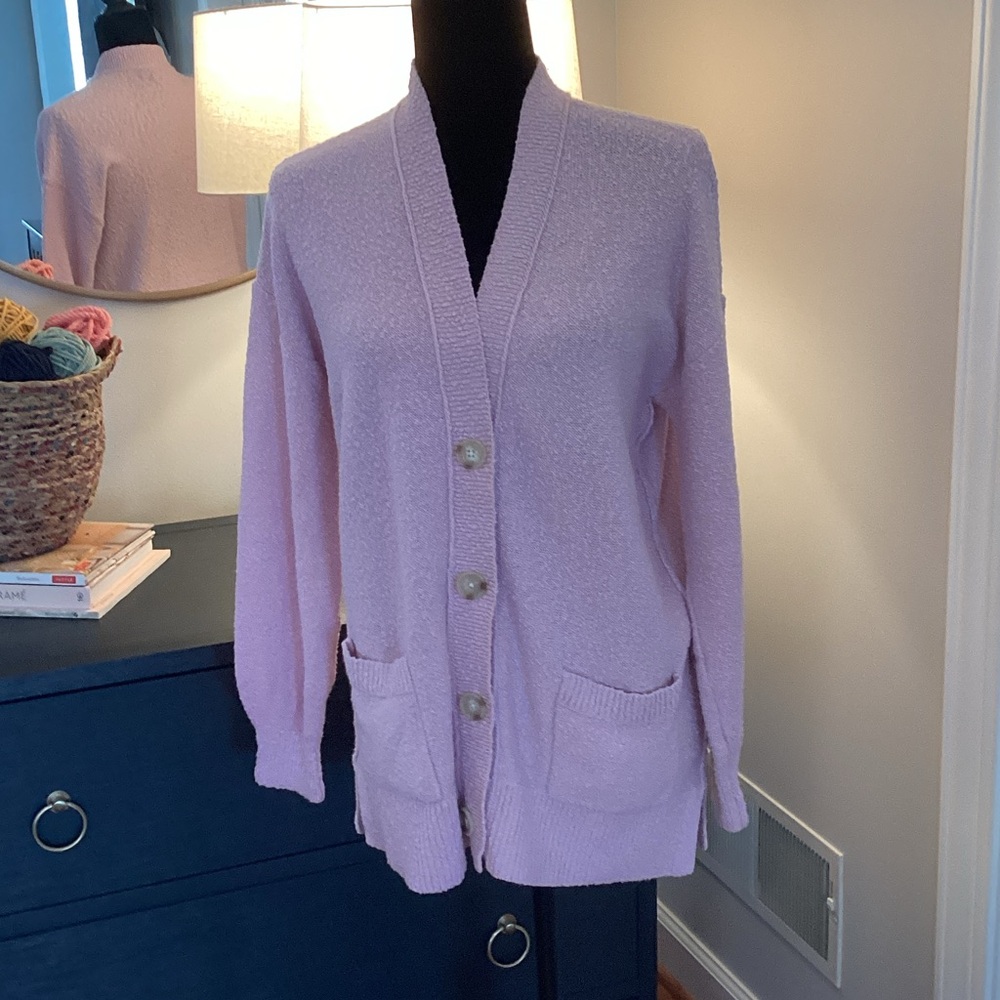 LOFT pink Button-Up Cardigan